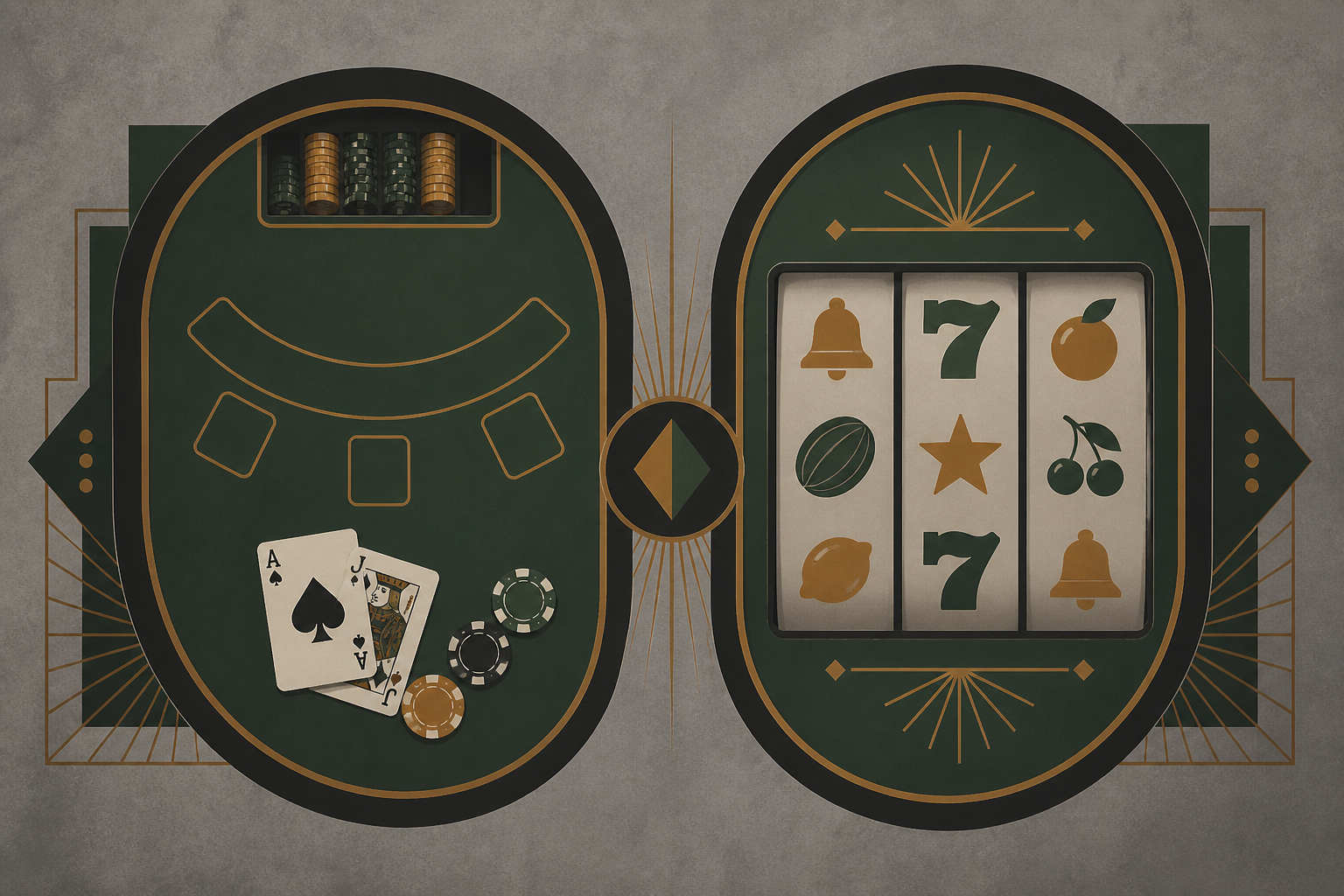 Stylised illustration of table games compared side by side