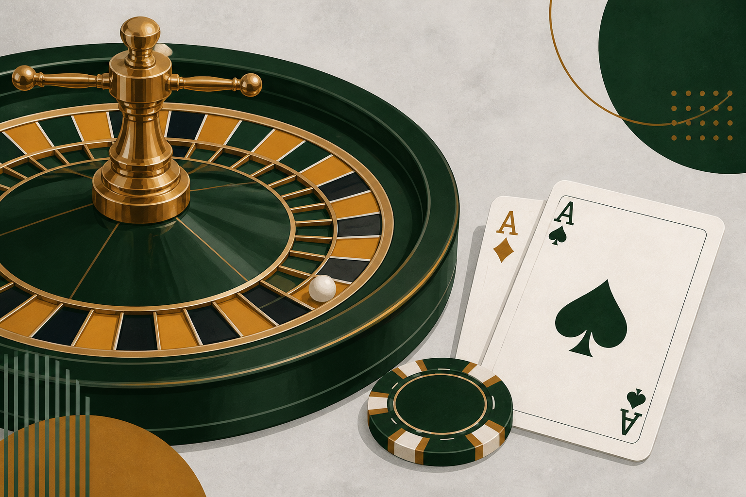 Stylised roulette wheel and chips illustration